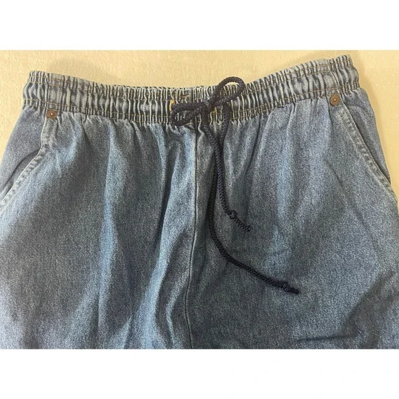 Vintage Made in USA High Waisted Drawstring Elastic Waist Denim Pants Tall 90's - Picture 7 of 8